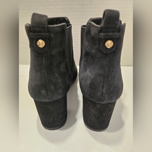 Anne Klein Gisela Suede Leather Booties Black with Block Heel SZ 8.5.  2" Heel - Picture 3 of 5